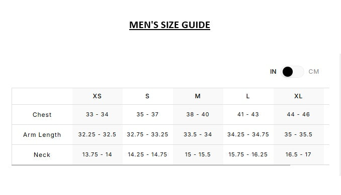 Product size guide