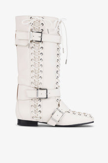 Ivory Lace Up High Boots | Egret