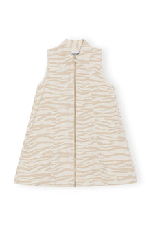 Printed Denim Mini Dress | Pale Khaki