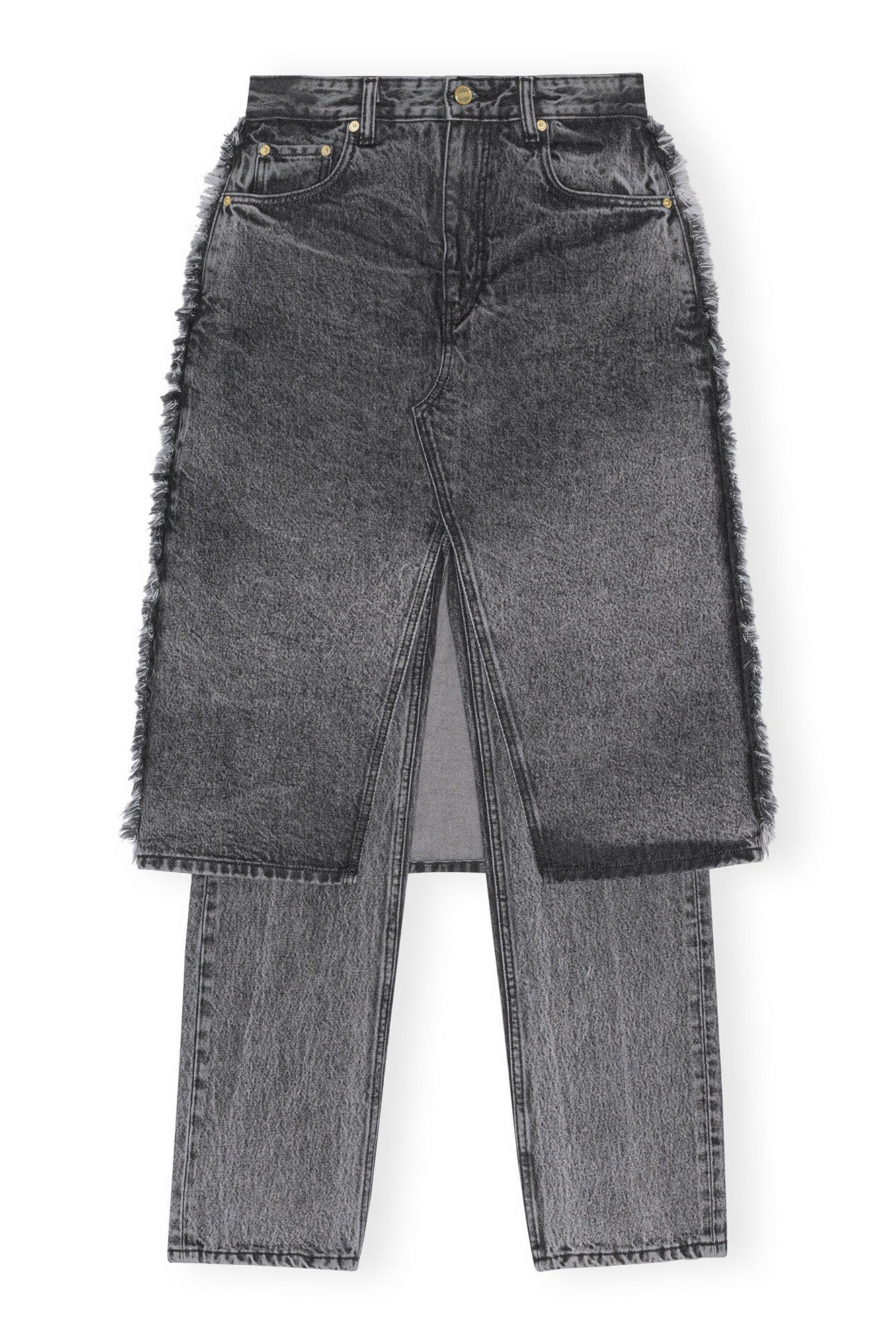Snow Washed Denim Skirt Jeans | Black Washed