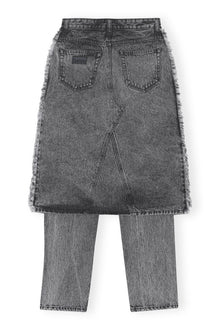 Snow Washed Denim Skirt Jeans | Black Washed