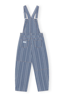 Light Stripe Denim Overalls | Mid Blue Stone