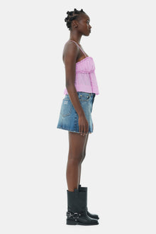 Sparkle Logo Denim Mini Skirt | Tint Wash