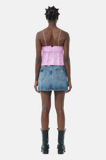 Sparkle Logo Denim Mini Skirt | Tint Wash