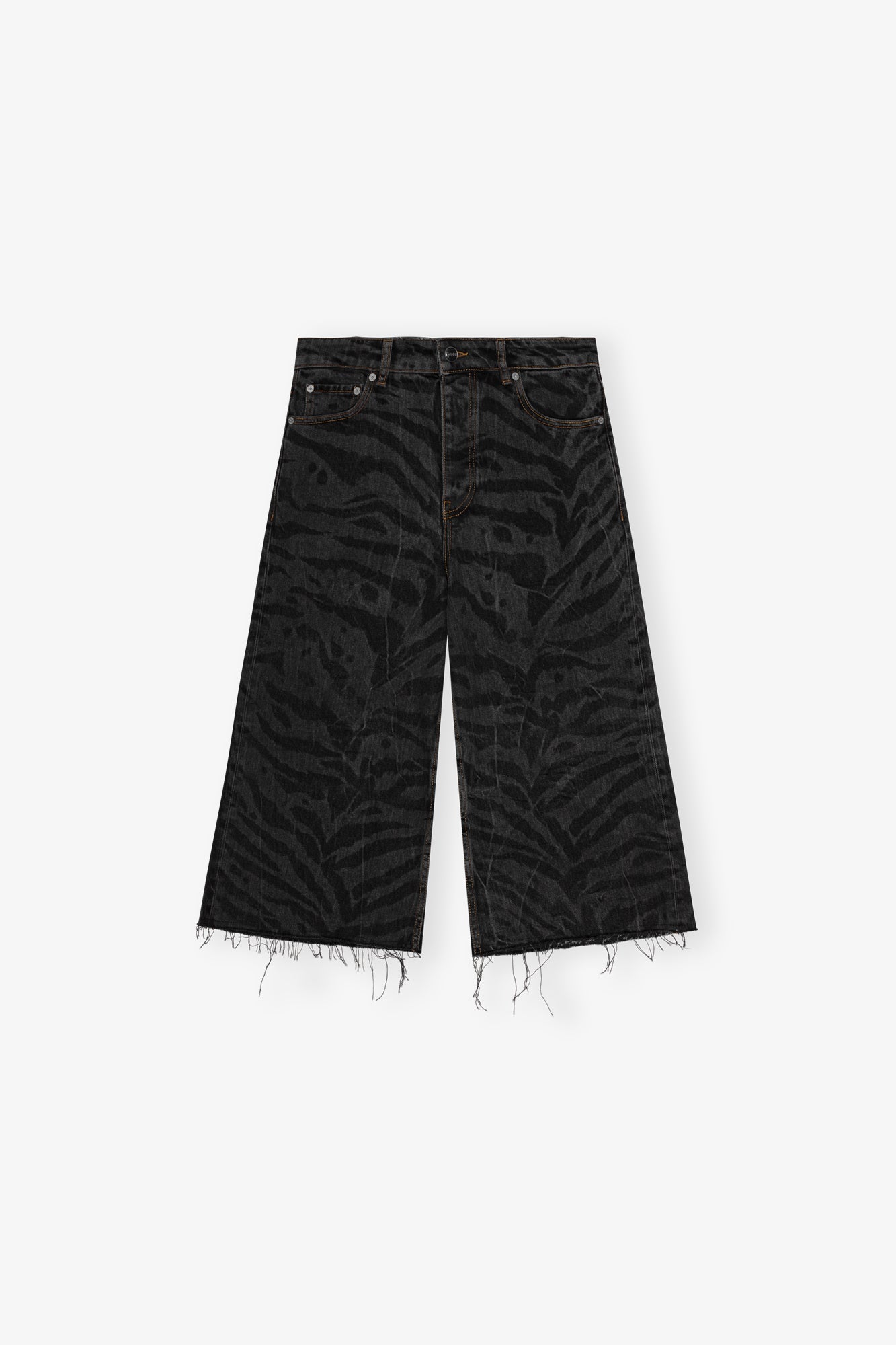 Patterned Denim Shorts | Black