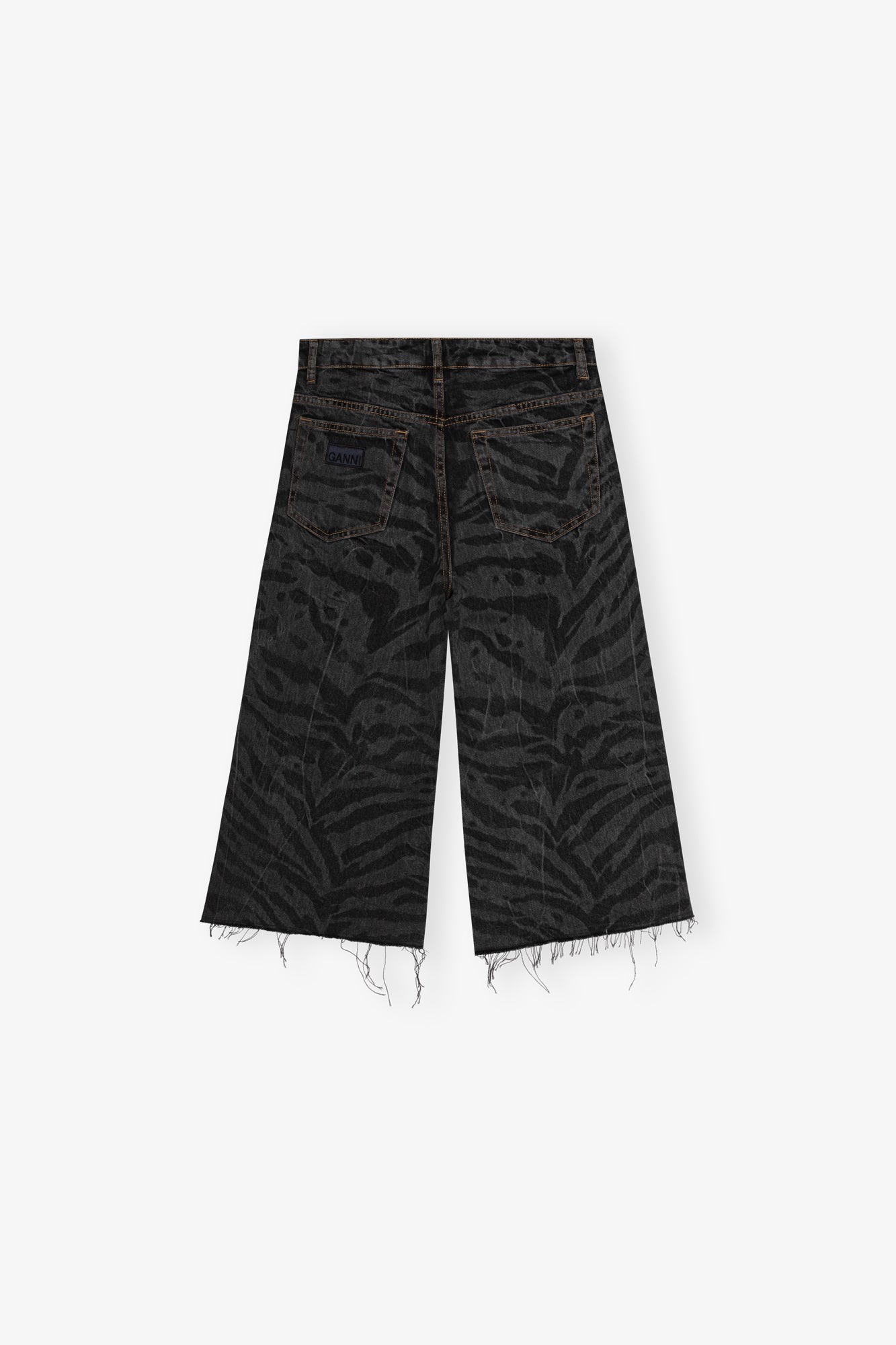 Patterned Denim Shorts | Black