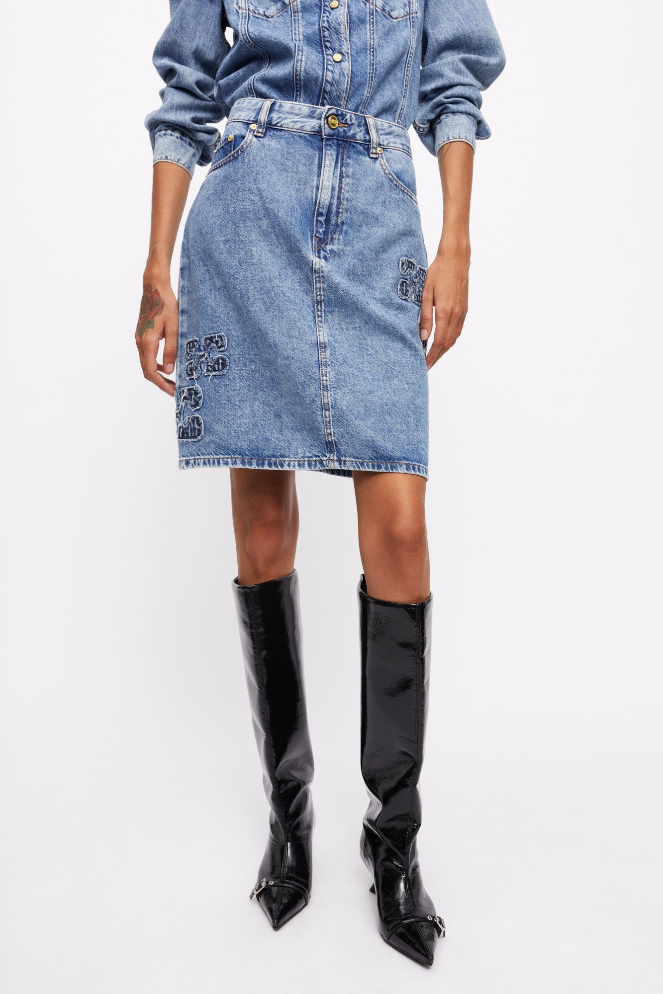 Light Denim Skirt | Mid Blue Stone