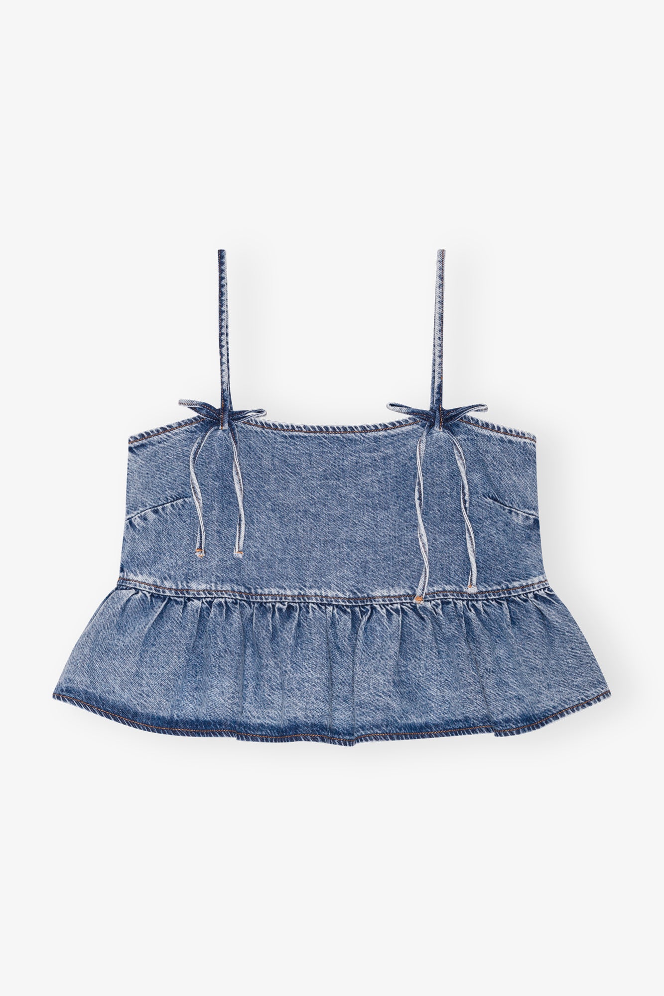 Light Denim Strap Top | Mid Blue Stone