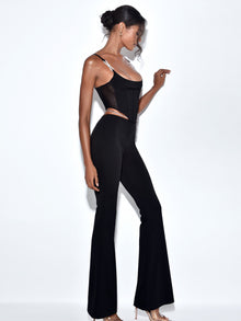 Tristyn Crystal Strap Corset Top | Black