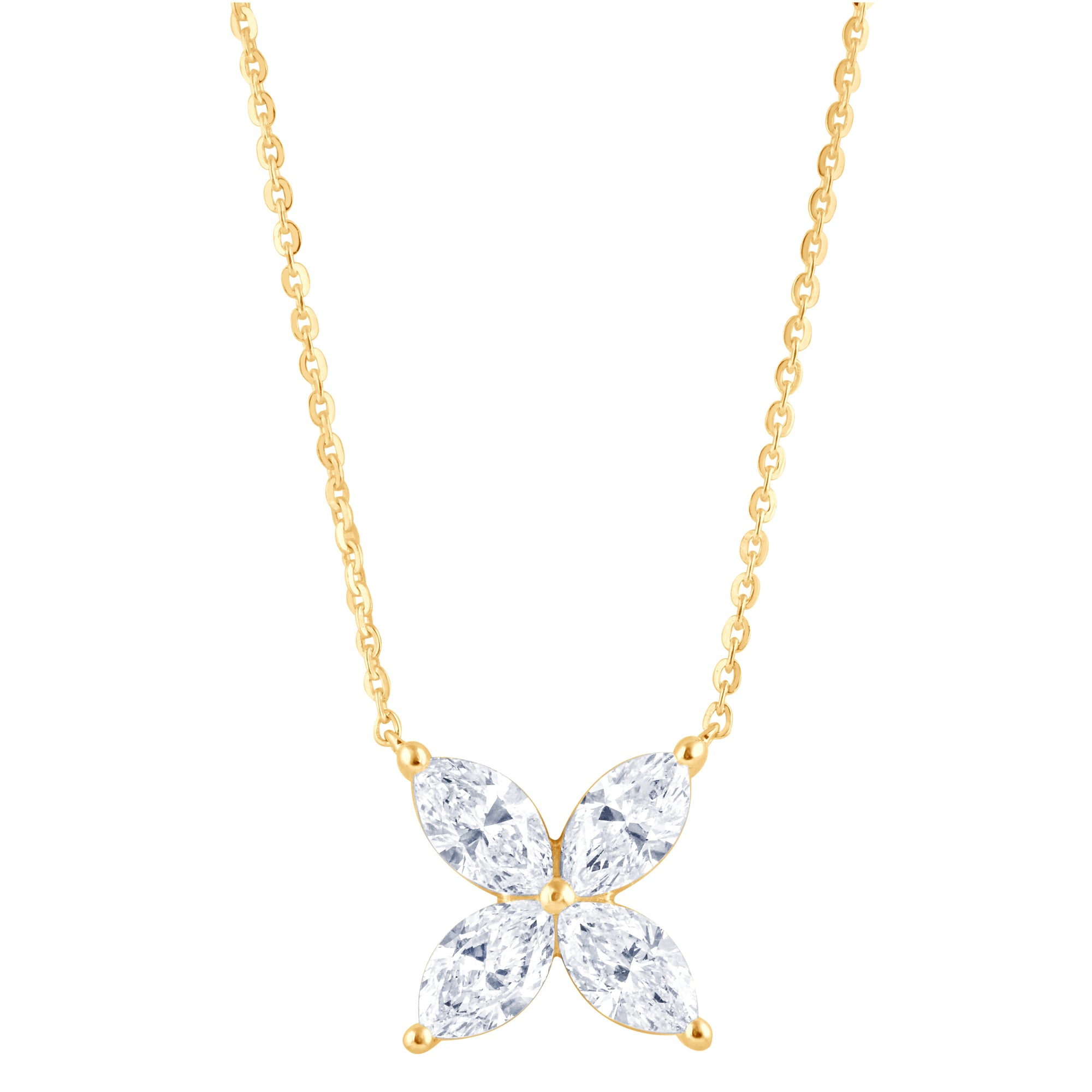 0.33 CT Marquise Natural Diamond | Necklace | 14K Yellow Gold | J-K Color | VS Clarity