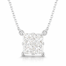 1.00 CT Princess Natural Diamond | Pendant Necklace | 14K White Gold | G Color | SI2 Clarity