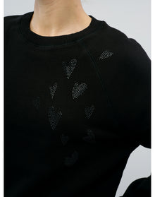 Upper Mo Rain Strass Heart Sweatshirt | Black