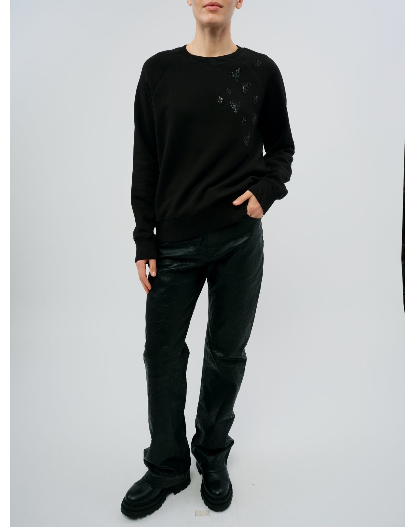 Upper Mo Rain Strass Heart Sweatshirt | Black