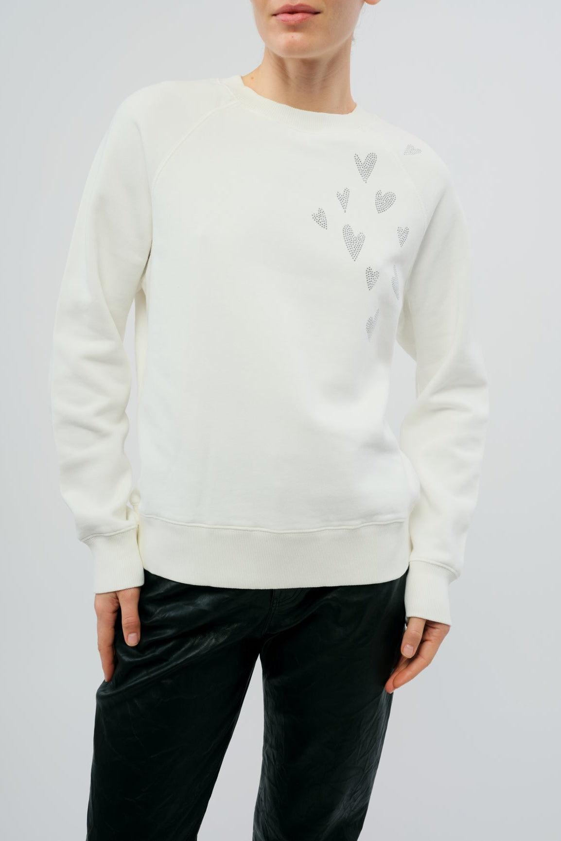 Upper Mo Rain Strass Heart Sweatshirt | Beige