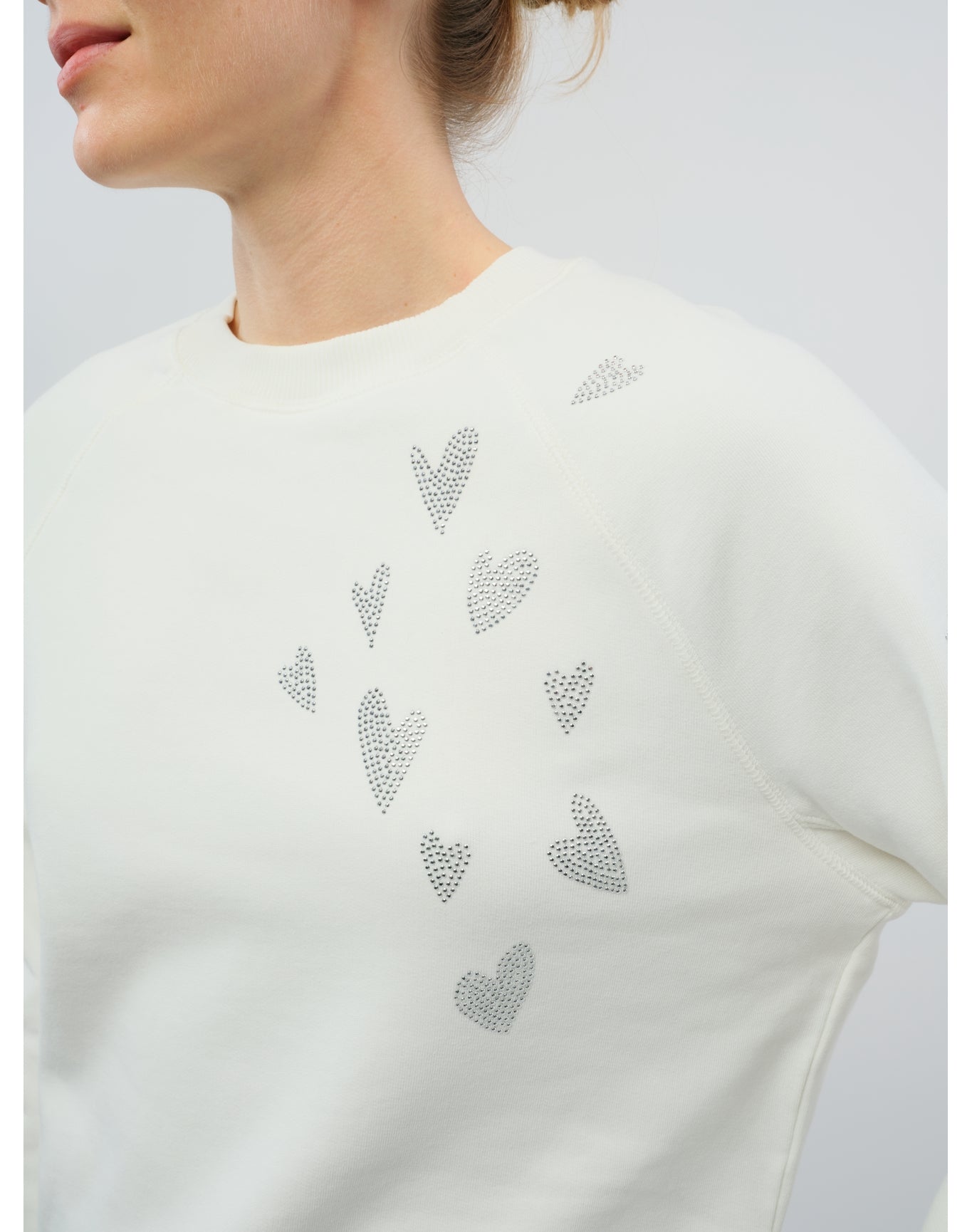 Upper Mo Rain Strass Heart Sweatshirt | Beige
