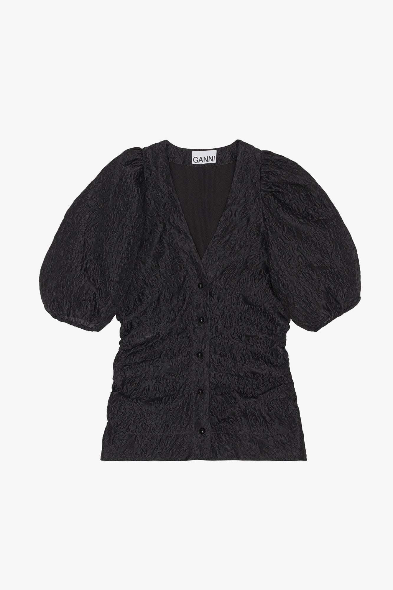 Jacquard V neck Blouse | Black