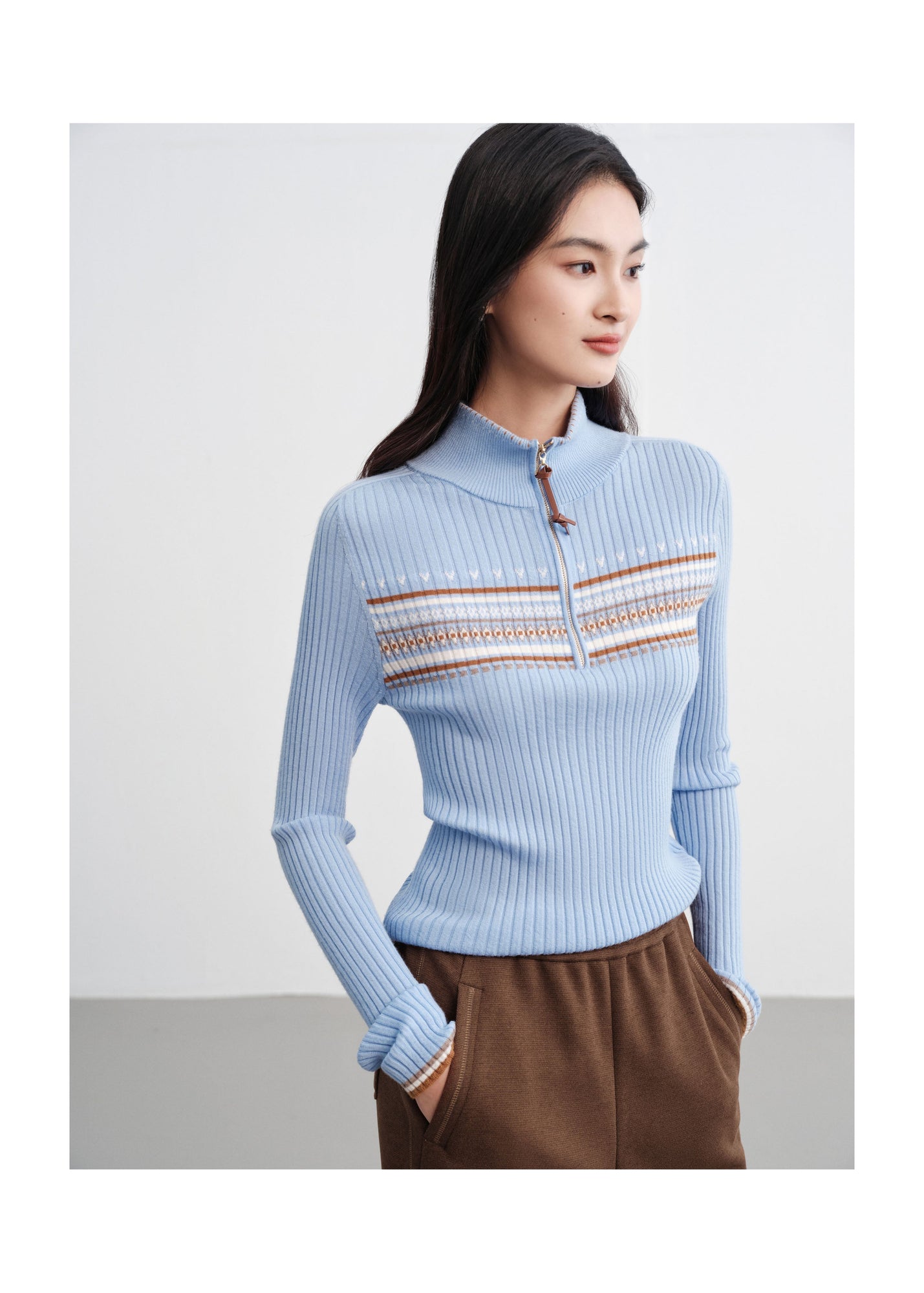 Jacquard Wool Sweater | Blue