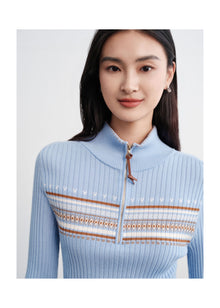 Jacquard Wool Sweater | Blue
