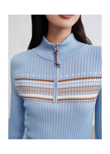 Jacquard Wool Sweater | Blue