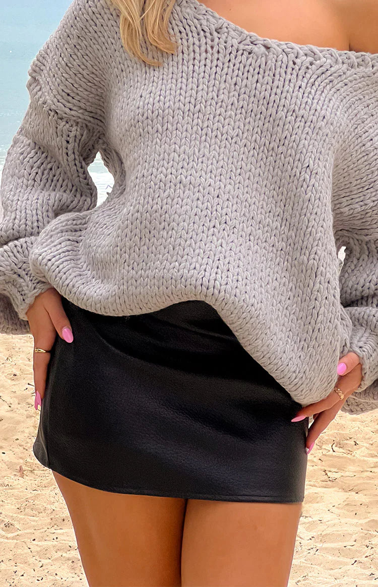 Jaimee PU Pebbled Mini Skirt | Black