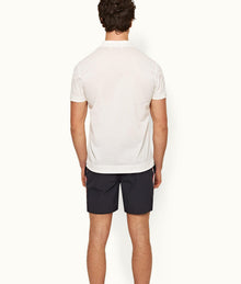 Jarrett Classic Fit Jacquard Checkerboard Cotton Polo Shirt | White
