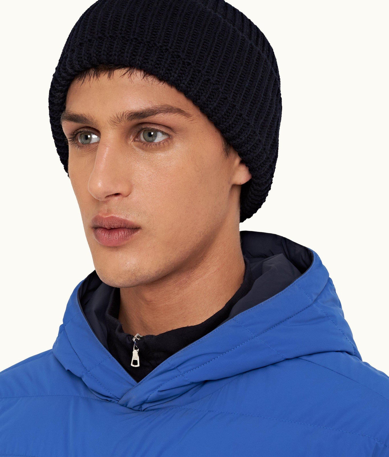 Jorda Merino Merino Wool Rib Beanie Hat | Night Iris