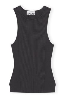 Melange Sleeveless Top | Black