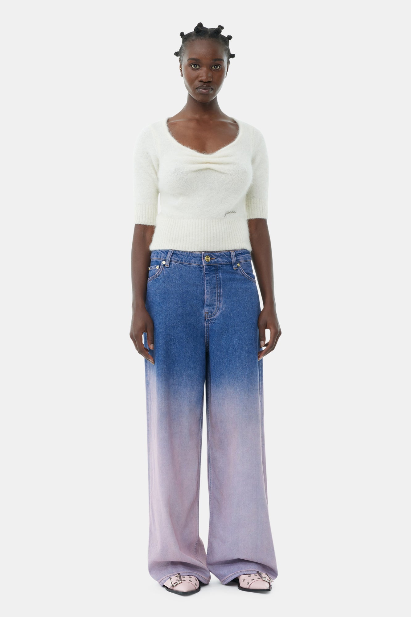 Brushed Alpaca Top | Egret