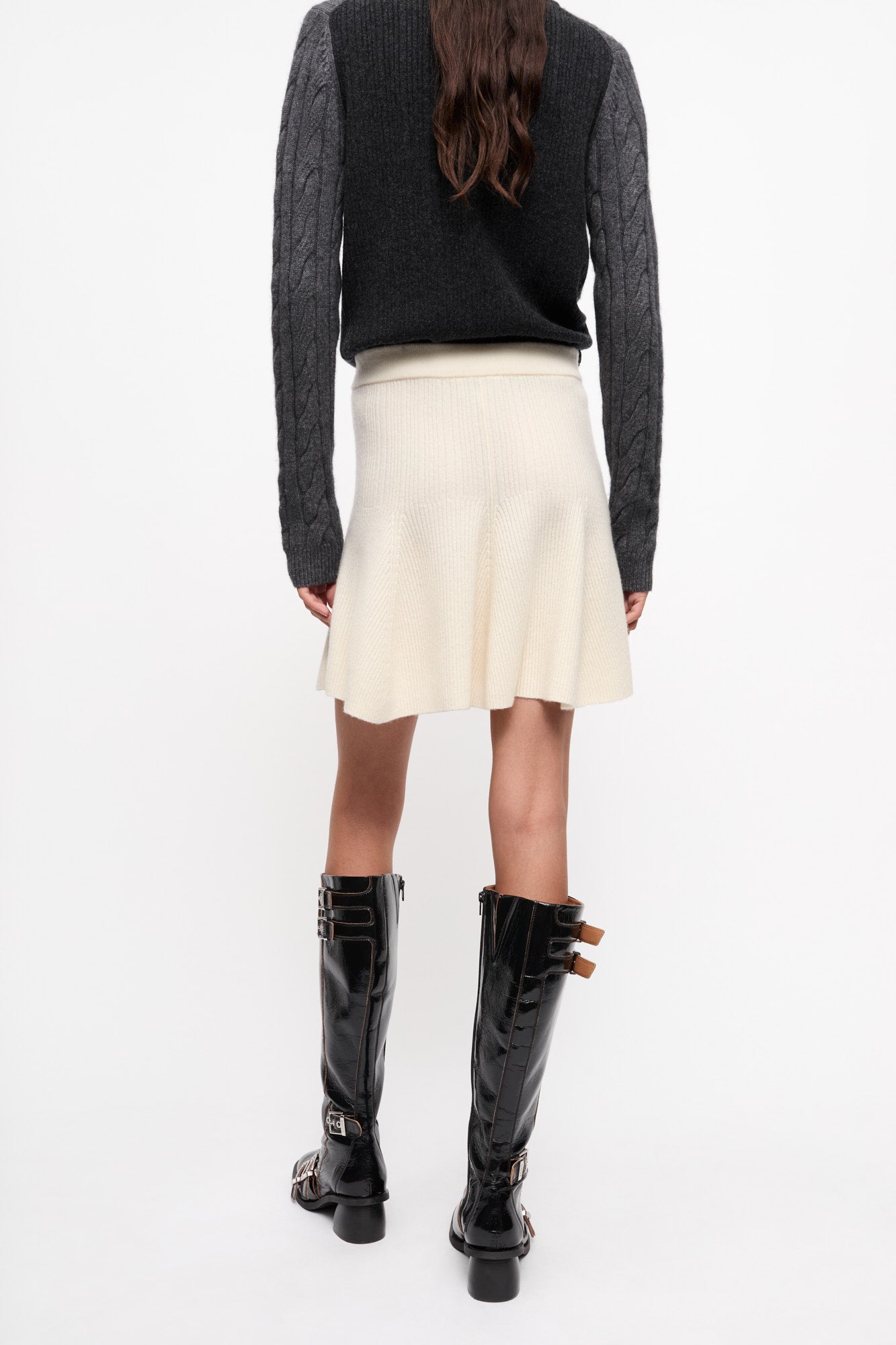 Cashmere Mix Mini Skirt | Egret