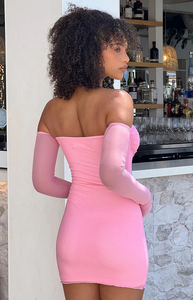 Kaliana Off The Shoulder Mini Dress | Pink