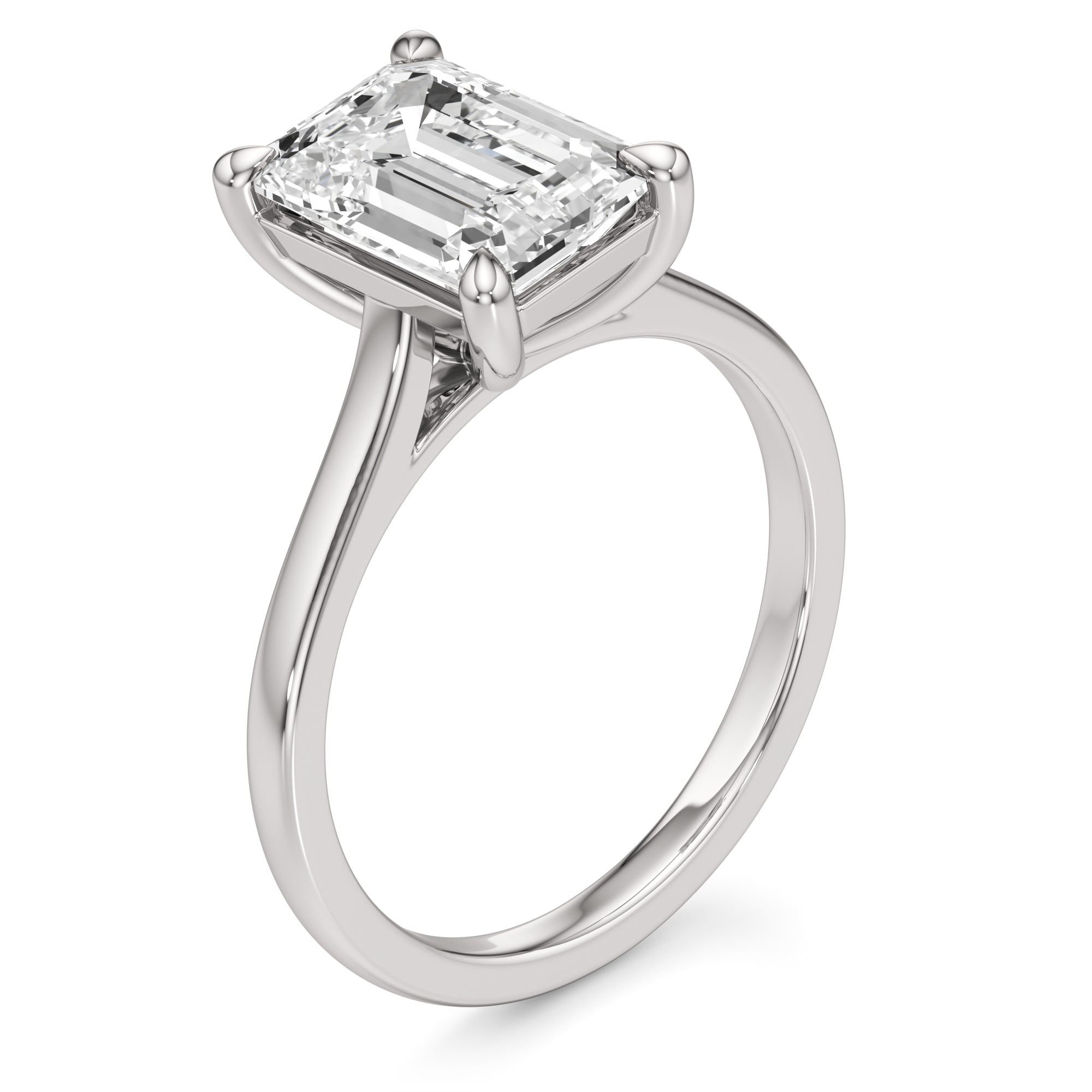 Womens | Solitaire Engagement Ring | 14K White Gold | 3 CTW Emerald Cut Lab Grown Diamond | G-VS