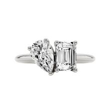 Womens | Two Stone Engagement Ring | 10K White Gold | 1.25 CTW Pear Cut Lab Grown Diamond | G-SI