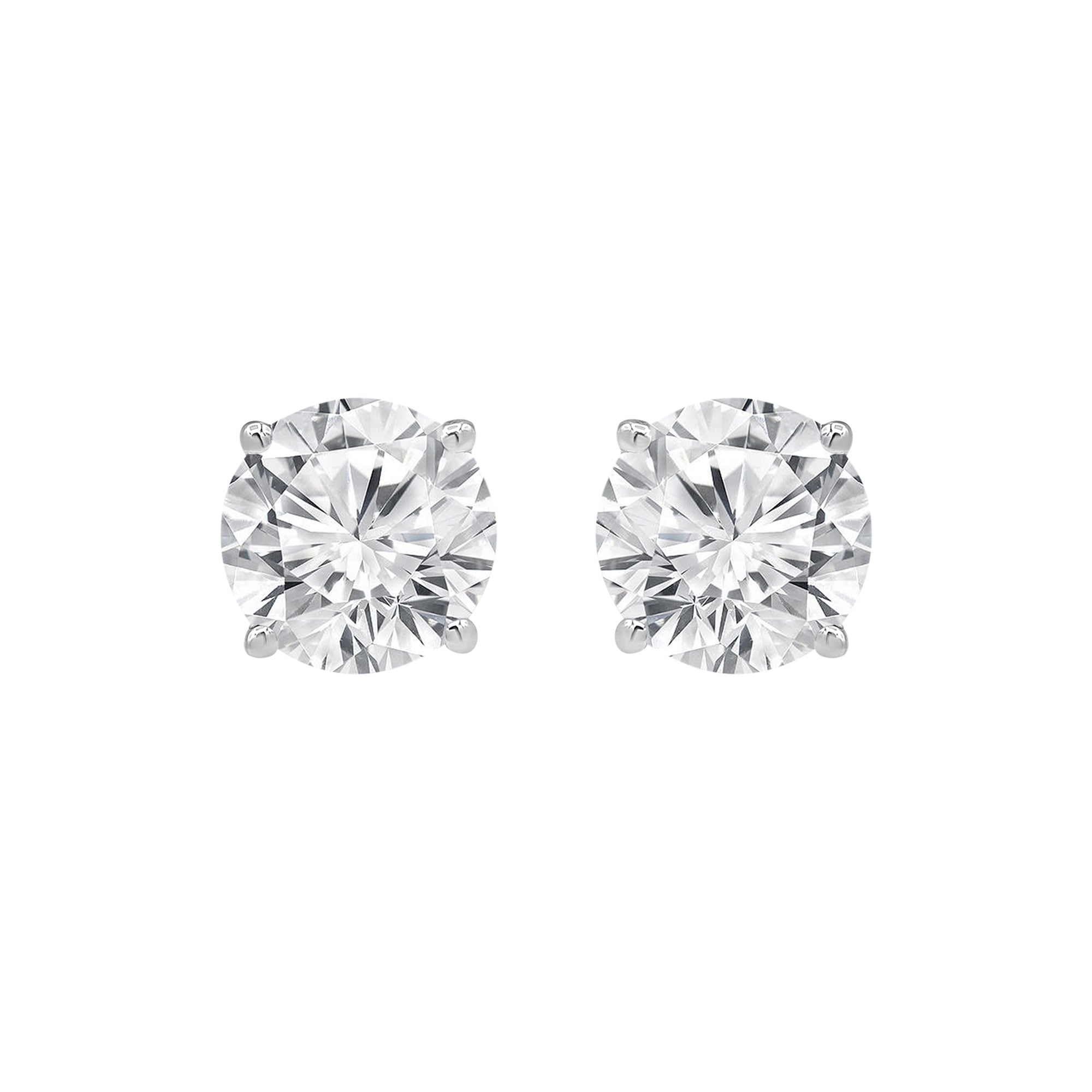 Womens | Stud Earrings | 14K White Gold | 1 CTW Round Cut Lab Grown Diamond | G-SI