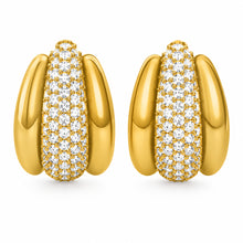 Womens | Hoop Earrings | 14K Gold Plated over Silver | 2 CTW Round Cut Lab Grown Diamond | F-VS