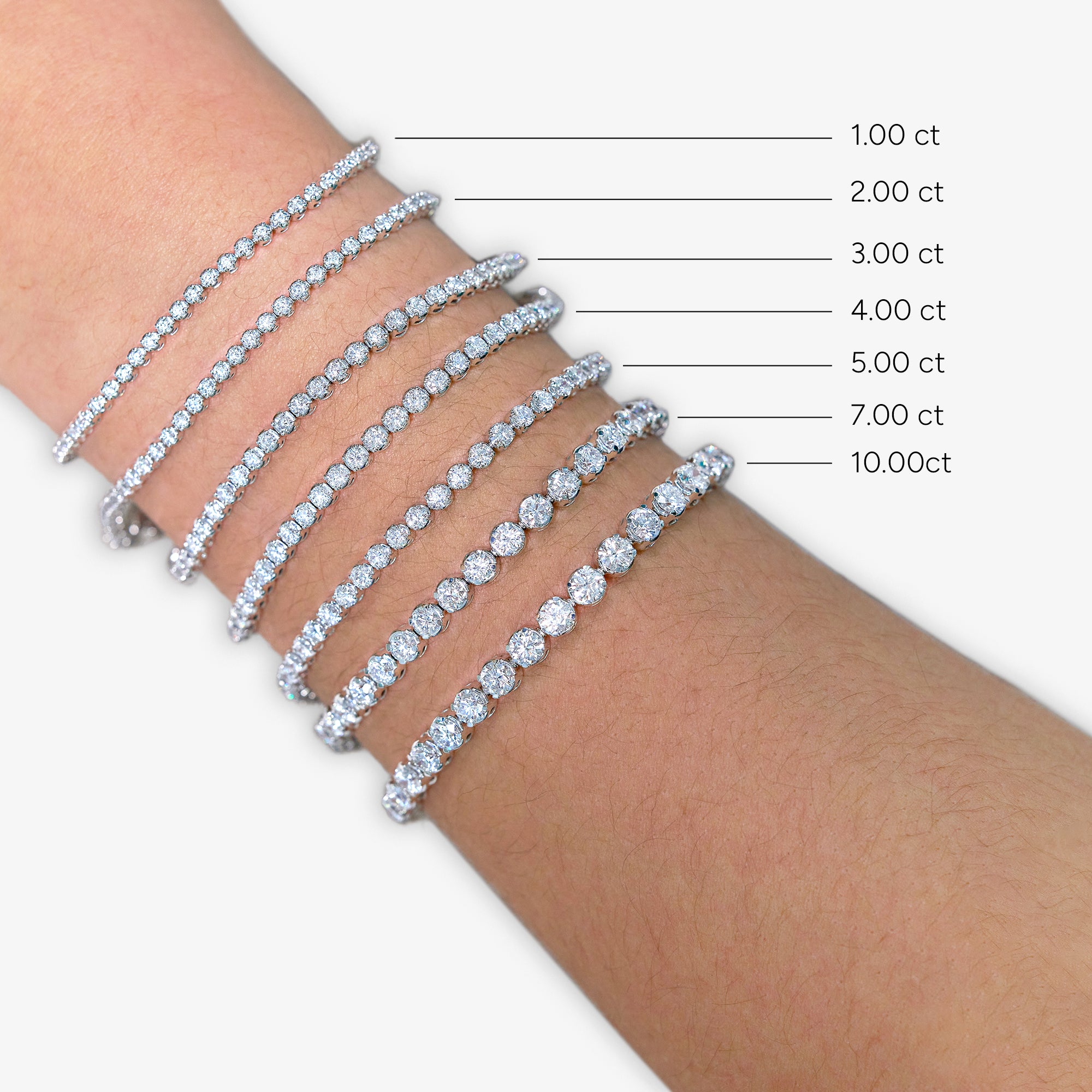 Womens | Tennis Bracelet - III | 14K White Gold | 3 CTW Round Cut Lab Grown Diamond | F-VS2