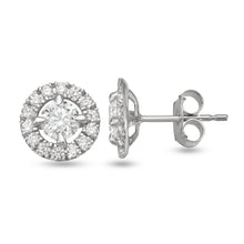 Womens | Halo Stud Earrings | 14K White Gold | 1 CTW Round Cut Lab Grown Diamond | M-N-I2