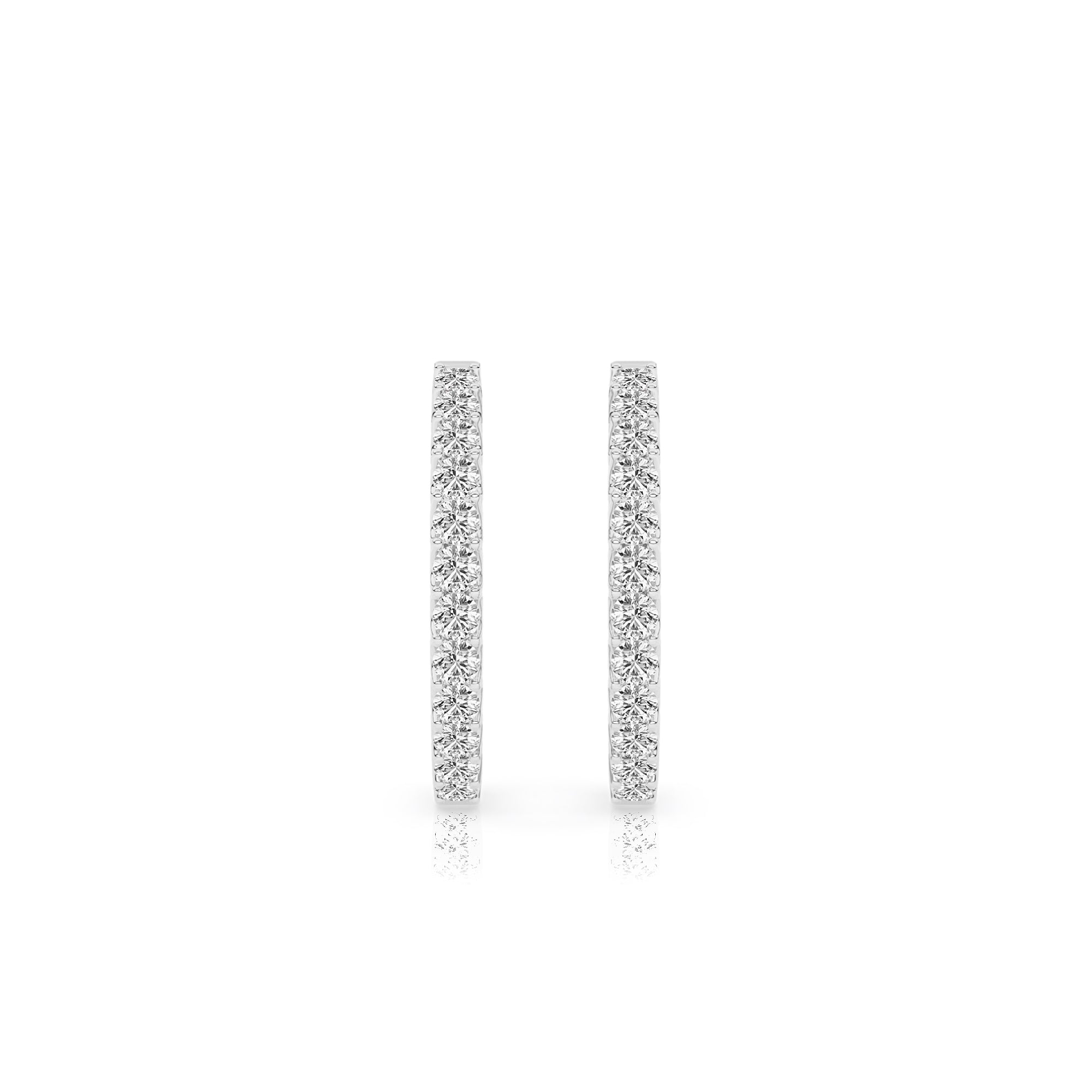 Womens | Inside Diamond Hoop Earrings | 14K White Gold | 1 CTW Round Cut Lab Grown Diamond | G-SI