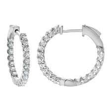 Womens | Inside Diamond Hoop Earrings | 14K White Gold | 1 CTW Round Cut Lab Grown Diamond | G-SI