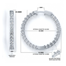 Womens | Inside Diamond Hoop Earrings | 14K White Gold | 4 CTW Round Cut Lab Grown Diamond | G-H-SI
