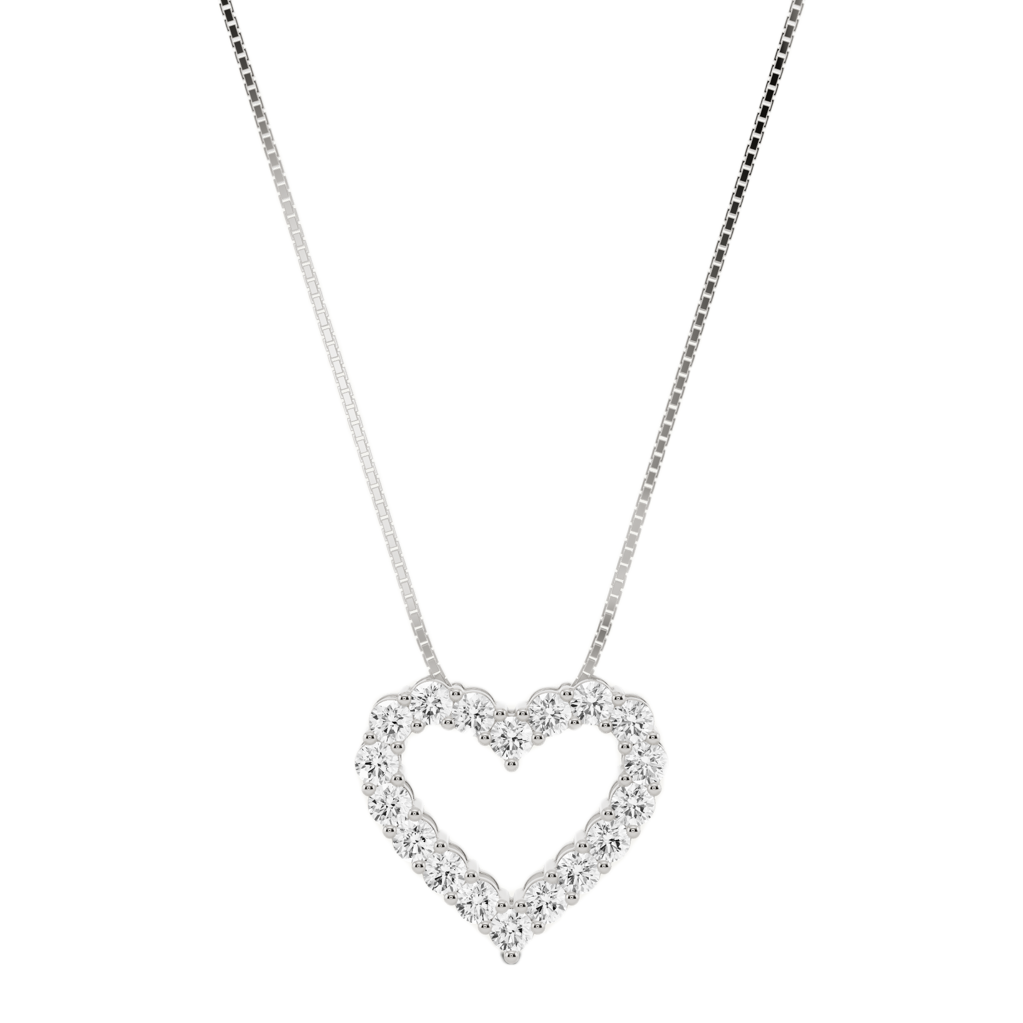 Womens | Heart Pendant Necklace | Sterling Silver | 1 CTW Round Cut Lab Grown Diamond | F-SI