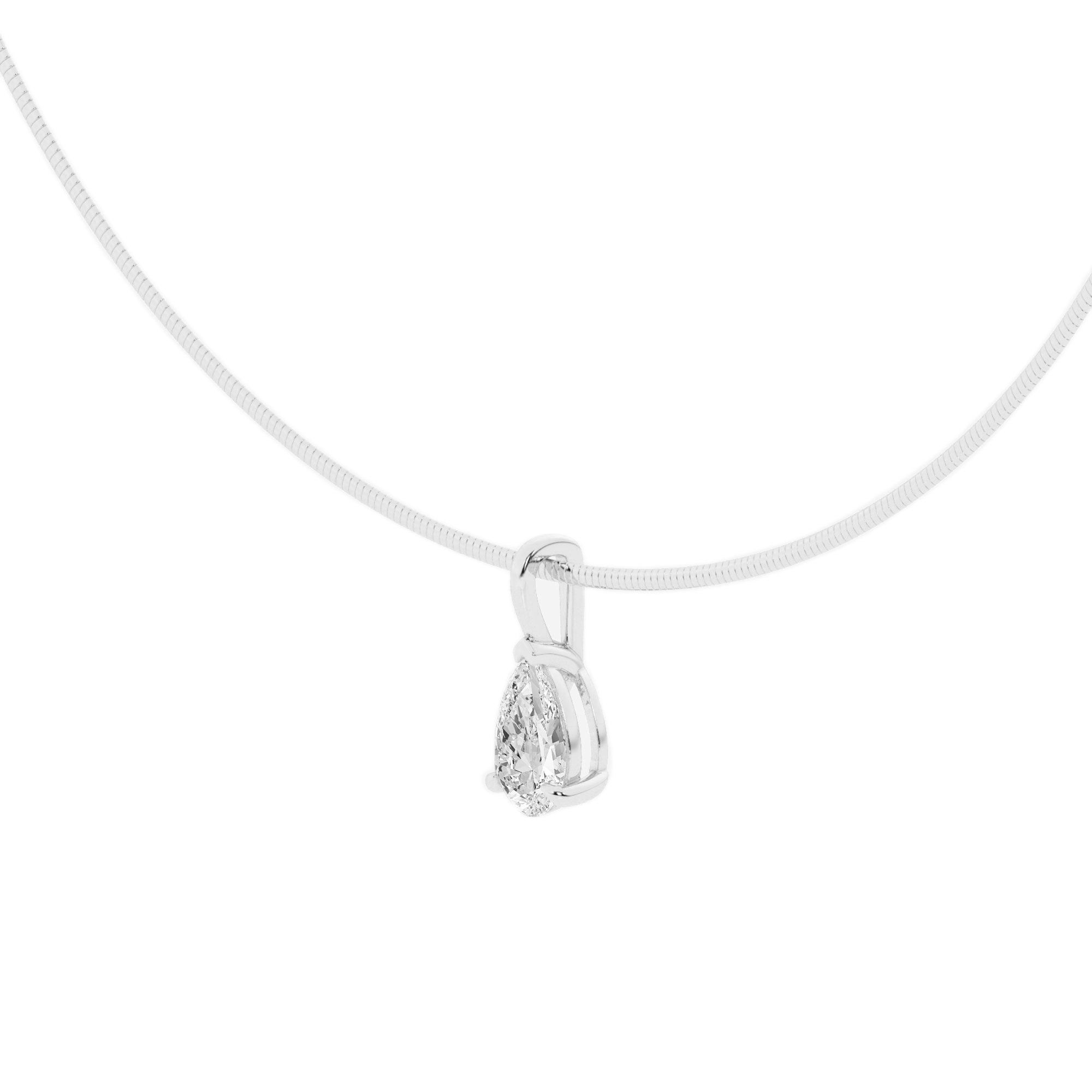 Womens | Solitaire Pendant Necklace | 14K White Gold | 2 CTW Pear Cut Lab Grown Diamond | G-SI1