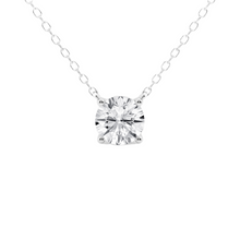 Womens | Solitaire Pendant Necklace | 14K White Gold | 1 CTW Round Cut Lab Grown Diamond | F-VS2
