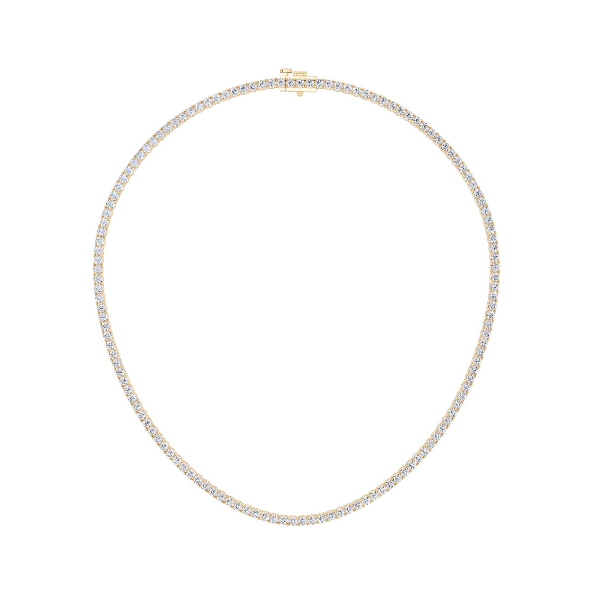 Womens | Tennis Necklace | 14K Yellow Gold | 10 CTW Round Cut Lab Grown Diamond | G-SI