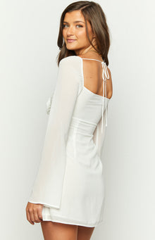 Kadence Chiffon Long Sleeve Mini Dress | White