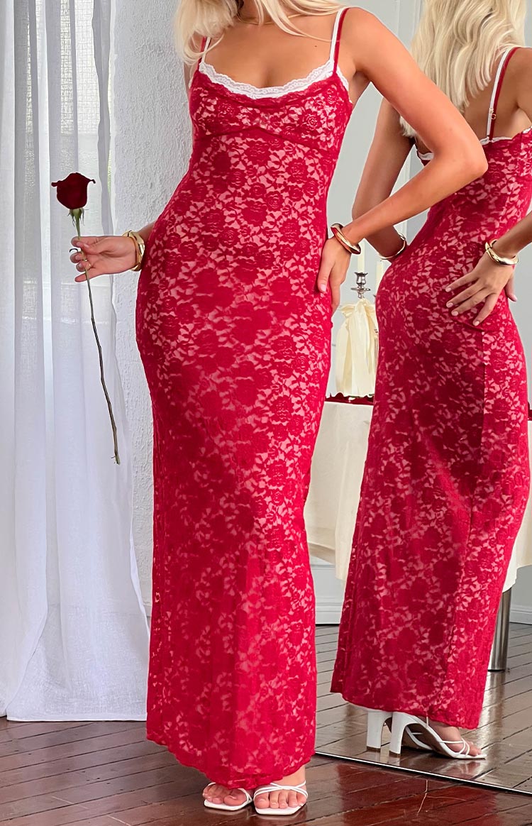 Kata Lace Maxi Dress | Red