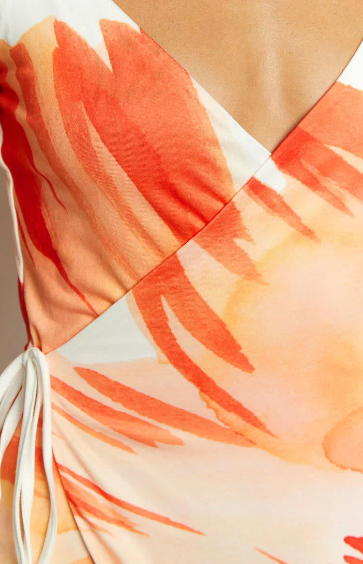 Kennett Floral Mini Wrap Dress | Orange