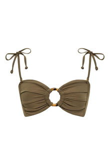 Tori Ties Bandeau Bikini Top | Khaki