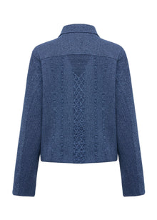 Knit Denim-Look Jacket | Navy
