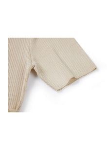 Knit Short Sleeve Top | Beige