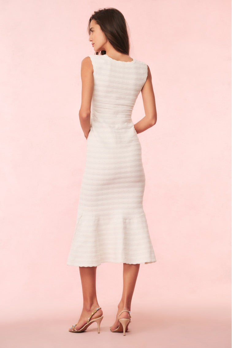 Leigh Pointelle Knit Midi Dress | Ivory